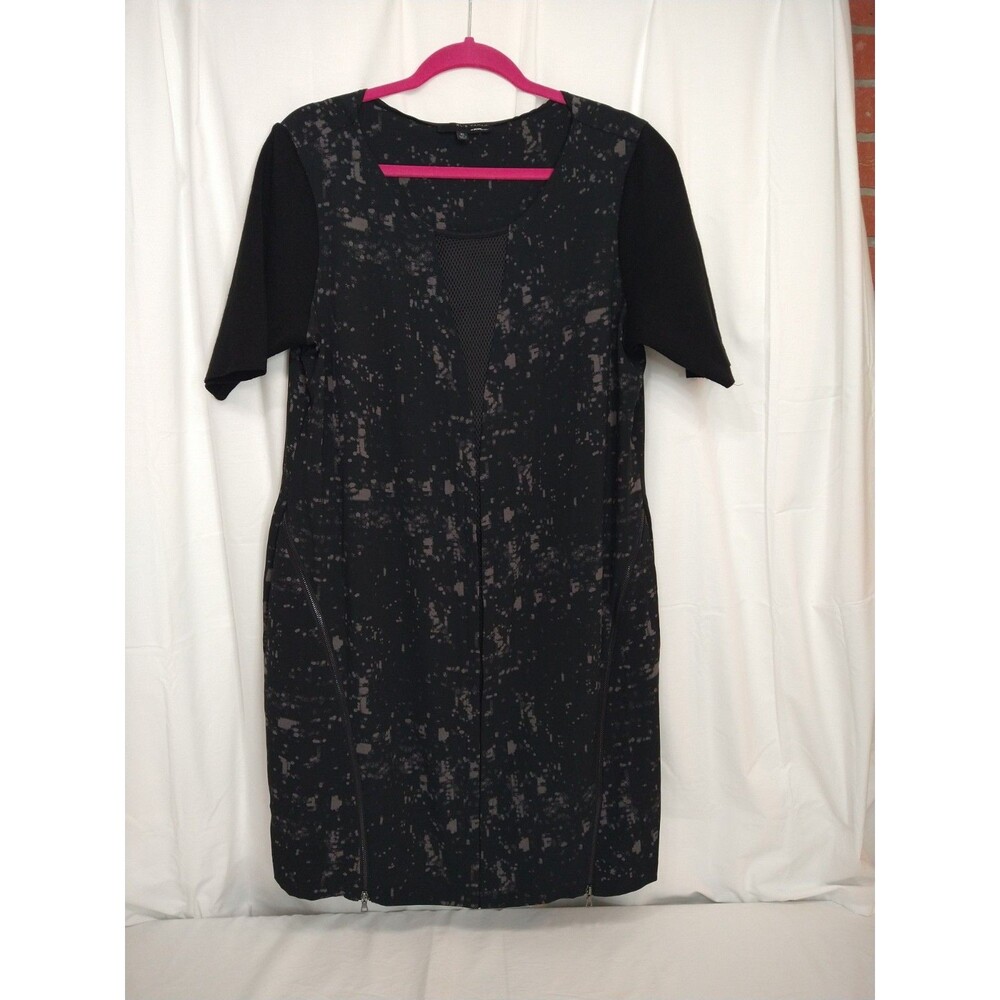 Elie Tahari Design Nation Shift Dress Size XL Black Zipper/Mesh Accents